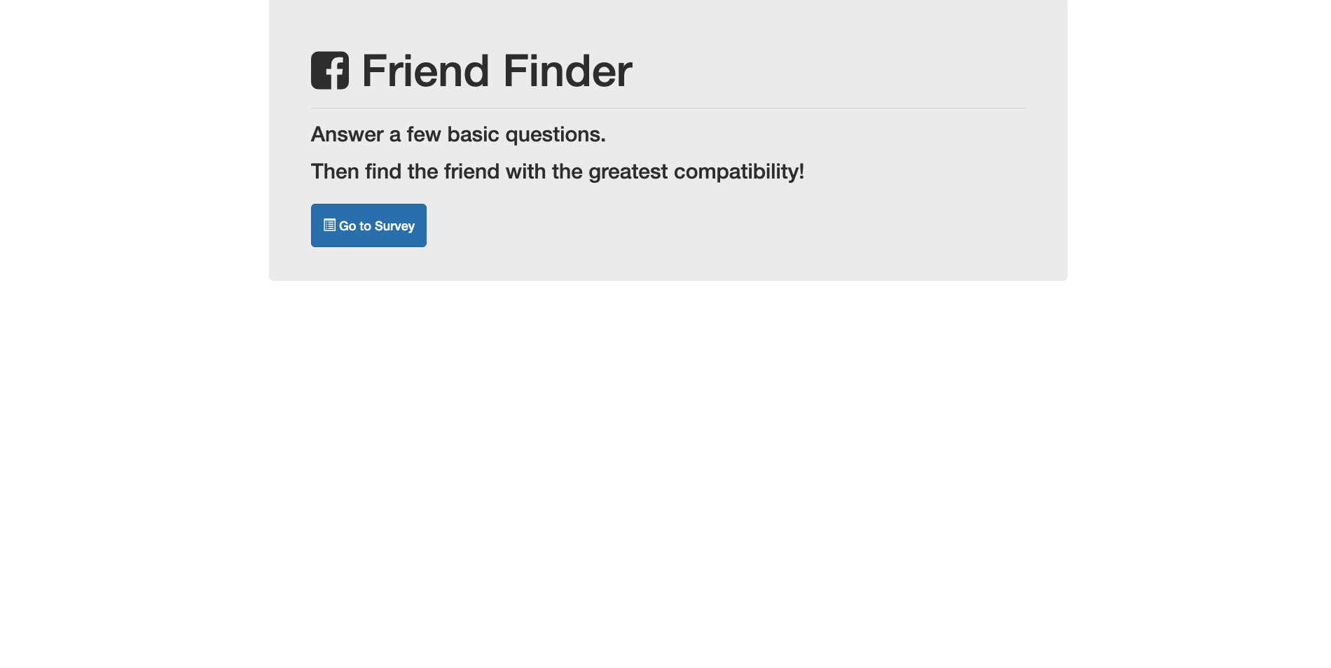 FriendFinder Simple website to find friends with commonalities.